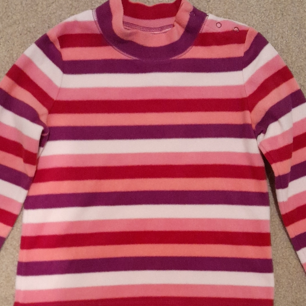 Striped girls Long Sleeve fleece Top - Pink and Purple